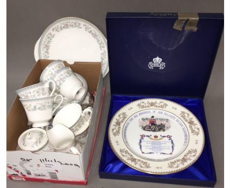 A quantity of ceramics, including an Aynsley Commemorative plate and a Royal Kent tea set