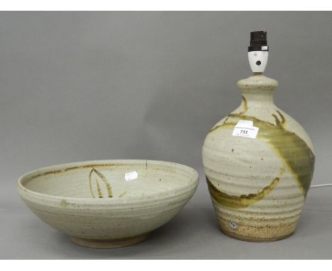 A Studio pottery bowl and a lamp