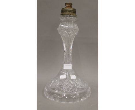 A cut glass lamp base