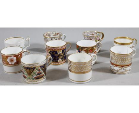 Various early 19thC English porcelain coffee cans, to include Derby Spode, etc, Dollar pattern, other hand painted coffee can