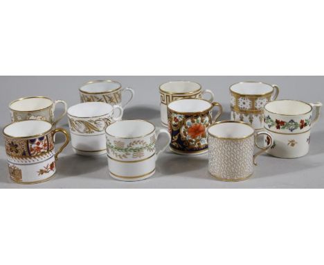 Various early 19thC porcelain coffee cans, to include Spode, Derby, etc, various designs, Worcester c.1805 with gilt highligh