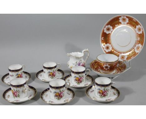A 20thC Aynsley miniature coffee can and saucer, and a part service, comprising six cans and saucers, 12cm dia. each hand pai