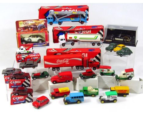 Various die-cast vehicles, boxed Old Timer pull back and go car, 11cm wide, various others Corgi, etc. (a quantity)
