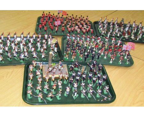 Various modern metal At War style painted soldiers, to include guardsman holding axe, 7cm high, drummers, etc. (a quantity)