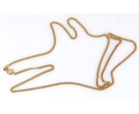 A necklace, with slender links and circular clasp, yellow metal marked .375 and 750, 60cm long.It is the belief the small cla
