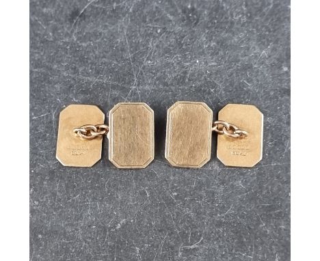 A pair of 9ct gold engine turned cufflinks,&nbsp;by C &amp; F, Birmingham 1963, 6.4g. 