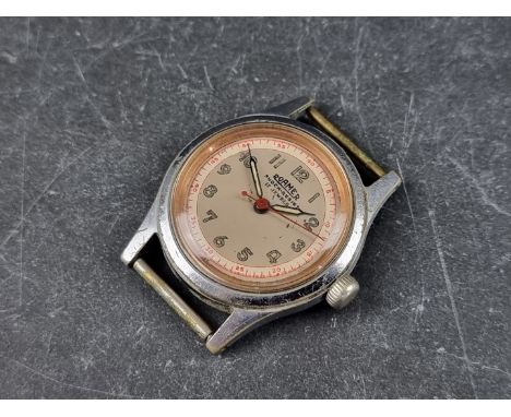 A circa 1950s Roamer Brevete stainless steel manual wind wristwatch, 30mm, Ref. 215999 180459, lacking strap. 