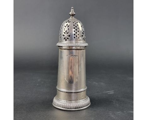 A silver sugar caster, by&nbsp;Mappin &amp; Webb Ltd, Sheffield 1934, 17cm high, 179g. 
