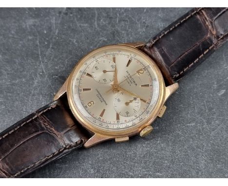 A 1950s Hanowa 'Ancre' chronograph gold plated manual wind wristwatch, 37mm, Ref. 325 21, on later brown leather strap. 