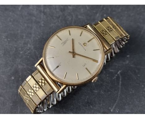 A late 1960s Certina 9ct gold manual wind wristwatch, 34mm,&nbsp;Cal. 23-36, on later expanding bracelet. 