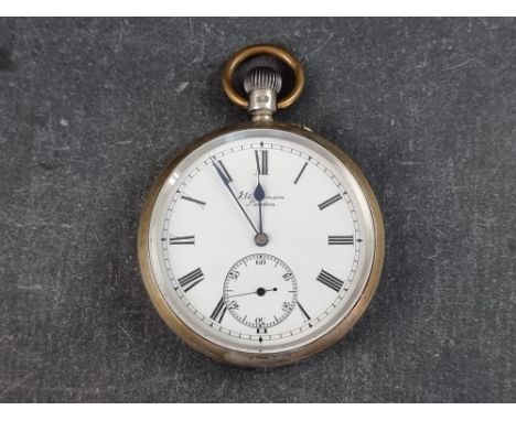 A J W Benson silver open faced pocket watch, 54mm, London 1912, cased. 