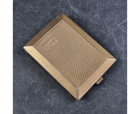 An engine turned 9ct gold matchbook case, probably&nbsp;by&nbsp;John Henry Wynn, Birmingham 1928, 6 x 4.5cm, gross weight 36g