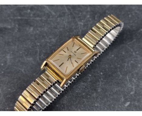 A 1960s Omega 'De Ville Tank' gold plated manual wind ladies wristwatch, 15mm x 20mm, Ref. 511.163, Cal. 484, on later expand