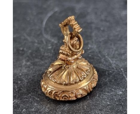 A 9ct gold hematite intaglio seal, London 1963, 29mm high, gross weight 13.8g. 