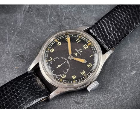 A Military Issue WWII Omega 'Dirty Dozen' stainless steel manual wind wristwatch, 35mm, Ref. Y12148 10676347, the 'W.W.W' mil