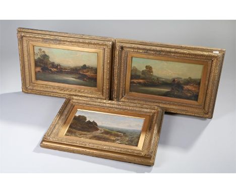 English school (19th Century), set of three oil on canvases. The first titled to the reverse 'A sketch new Whalley Range, Der