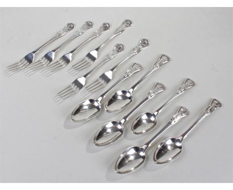 Victorian Scottish silver flatware to include a set of six forks, Edinburgh 1881, maker John Mitchell and set of six dessert 