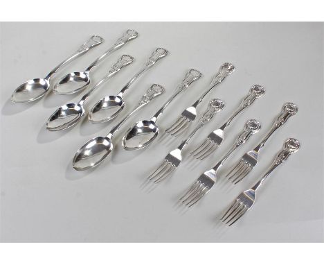 Victorian Scottish silver flatware to include six table spoons in Kings pattern, Edinburgh 1862 and set of forks 1863 maker R