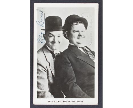 Laurel & Hardy: Stan Laurel (1890-1965) & Oliver Hardy (1892-1957) vintage signed and inscribed postcard photograph by both S