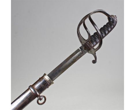 Artilery officers sword, by Hamburger Rogers & Co, King Street Cov Garden, London, the etched steel blade with basket hilt, s
