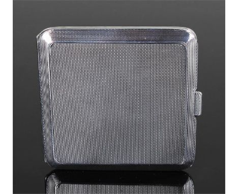 George V Silver Cigarette Case, Chester 1929, engine turned square case, 3.2oz