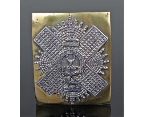 Gordon Highlanders sash badge, the silver badge mounted on brass, 7.5cm wide