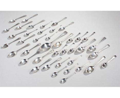 Mixed silver flatware, from George III to modern, various dates and makers, 17.7oz