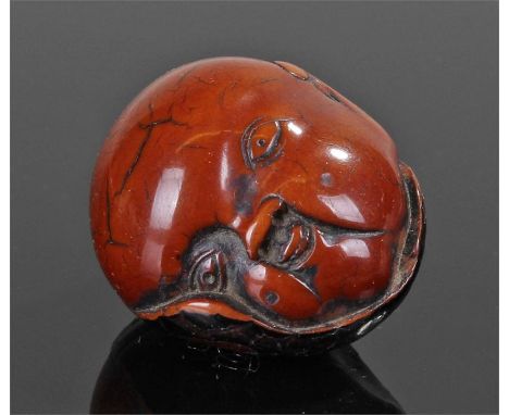 19th Century Japanese netsuke, carved as a male head, 40mm high