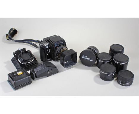 Zenza Bronica camera SQ-A, serial number 1217758, together with a Tele-Converter S 2X, an S-36, a S-18, a Tele Converter PS 1