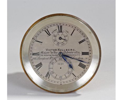 Early 20th Century two day marine chronometer by Victor Kullberg, the 4 inch silvered dial marked "Victor Kullberg, maker to 
