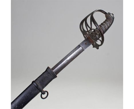 Victorian Royal Engineers, J Hodgson, Thomas Street, Woolwich, the etched blade with basket hilt and shagreen grip, together 