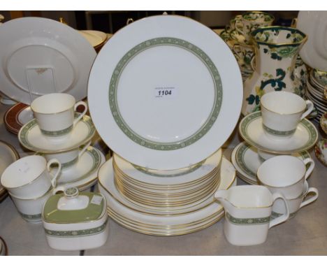 A Royal Doulton Rondelay pattern part dinner and tea set comprising dinner plates, dessert plates, side plates, cream jug, su