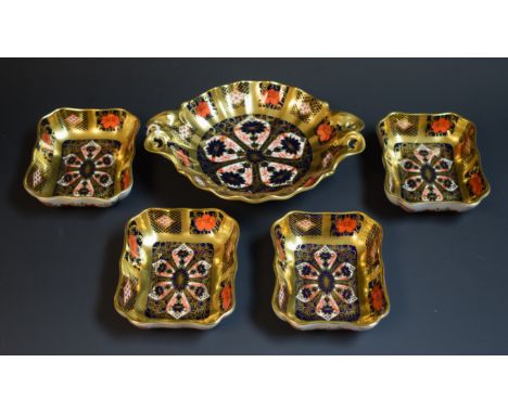 Royal Crown Derby - an 1128 gold band duchess tray; gold band trinket dishes (5)