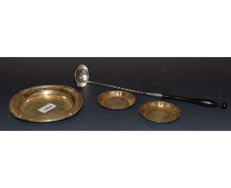 A French Christofle ladle; a pair of coasters; a dish (4)