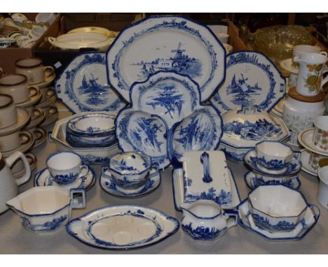 An extensive Royal Doulton Norfolk pattern dinner and tea set, including trefoil dish, tureen and cover, butter dish, meat pl