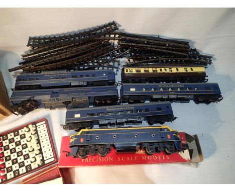 Tri-Ang #5007 TR diesel engine with a quantity of carriages, track and a transformer. Items appear in VG condition. UK P&amp;