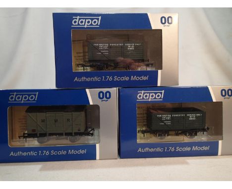 Three Wessex wagons/Dapol military related wagons, Marchwood Military Railway vent van limited edition 54/82, Forestry Servic