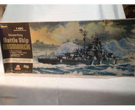 Hasegawa 1/450 scale kit, Bismark, appears complete, unchecked. UK P&amp;P Group 2 (£20+VAT for the first lot and £4+VAT for 