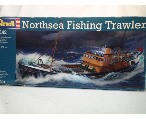 Revell 1/142 scale North Sea fishing trawler, appear as new, wear to box. UK P&amp;P Group 1 (£16+VAT for the first lot and £
