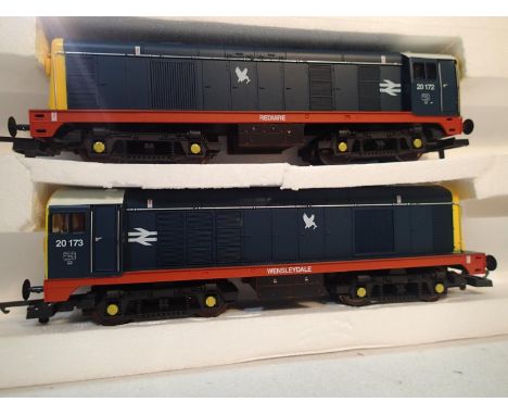 Lima OO gauge L149974, class 20 diesel twin set, both powered, 20172 Redmire and 20173 Wensleydale, BR blue, yellow ends, whi