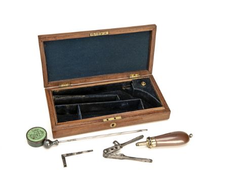 COLT, USAAN AMERICAN MARKET WALNUT CASE FOR A MODEL 1849 6in. POCKET REVOLVER WITH ACCESSORIES,circa 1860, the radiused corne