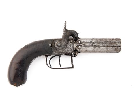 E & W BOND, LONDONA 60-BORE PERCUSSION FOUR-BARRELLED TURN-OVER TRAVELLING PISTOL, no visible serial number,circa 1835, with 