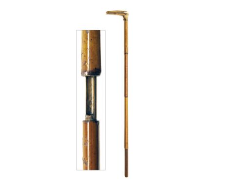 A SCARCE 7mm (W/S) SINGLE-SHOT WALKING-STICK GUN, UNSIGNED, no visible serial number,circa 1880, French or Belgian, with bamb