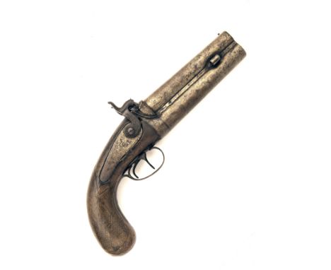 A SUBSTANTIAL 10-BORE PERCUSSION OVER-UNDER MAN-STOPPER or HOWDAH-PISTOL, UNSIGNED, FOR RENOVATION,probably Belgian circa 184