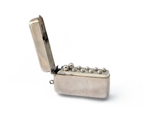 A STERLING SILVER PLACE FINDER,Birmingham silver hallmarks for 1990 and makers mark TT, suspension ring, sprung hinged lid, t