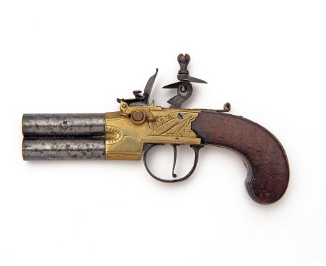 BARTON, LONDON A 60-BORE FLINTLOCK OVER-UNDER TAP-ACTION OVER-COAT PISTOL WITH ORIGINAL MOULD, circa 1800, with round turn-of