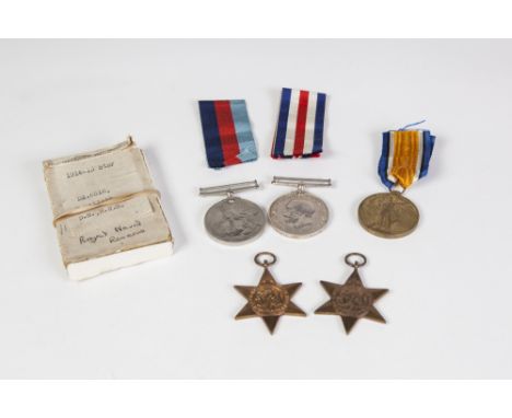 A SELECTION OF FIRST AND SECOND WORLD WAR MEDALS viz white metal 1914-18 service medal to 22673 Ptc. F.Fox L.N LAN. R; a whit