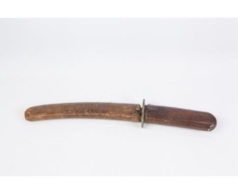 JAPANESE MID 20TH CENTURY TANTO KNIFE of military issue, having curved single edge blade 7 1/2" (19 cm) long, brown leather c