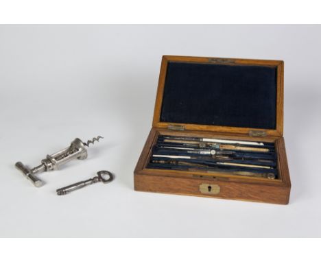 GERMAN LATE NINETEENTH CENTURY PLATED METAL CORKSCREW STAMPED SOLON DRGM No. 152004 with typical T-bar over open barrel, 5 1/