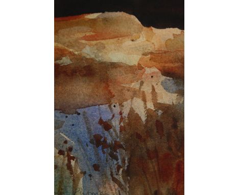 WITHDRAWN Salliann Putman (b.1937), watercolour, landscape sketch, signed, framed and glazed. H.35 W.35cm. 